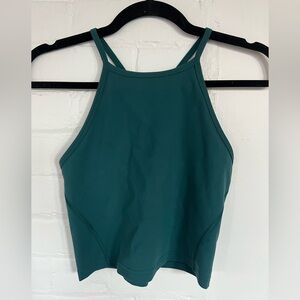 Lululemon Wunder Train High Neck Cross Back Cropped Tank - size 6 - storm teal